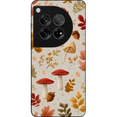 OnePlus 12 Case Hülle - Silikon schwarz Autumn 26 Mushrooms and leaves