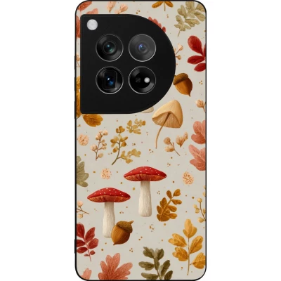 Coque OnePlus 12 - Silicone rigide noir Autumn 26 Mushrooms and leaves