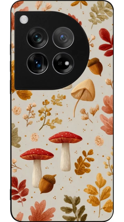 Coque OnePlus 12 - Silicone rigide noir Autumn 26 Mushrooms and leaves