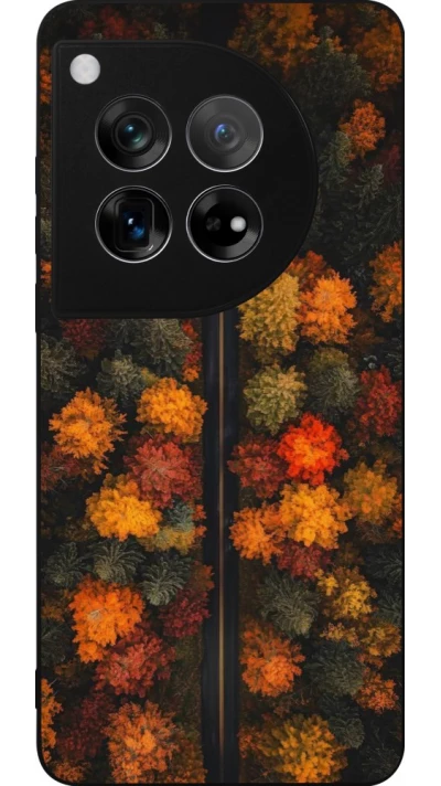 Coque OnePlus 12 - Silicone rigide noir Autumn 26 Road in autumn