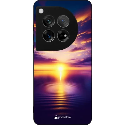 OnePlus 12 Case Hülle - Silikon schwarz Sonnenuntergang gelb violett