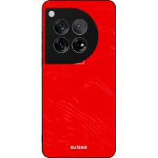 Coque OnePlus 12 - Silicone rigide noir Maillot de football Suisse 2026 personnalisable