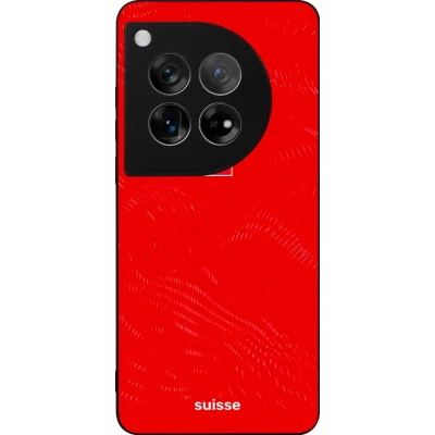Coque OnePlus 12 - Silicone rigide noir Maillot de football Suisse 2026 personnalisable