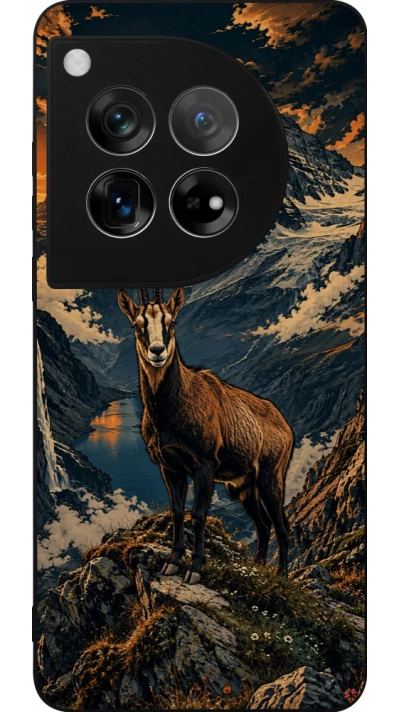 Coque OnePlus 12 - Silicone rigide noir Linocut Chamois