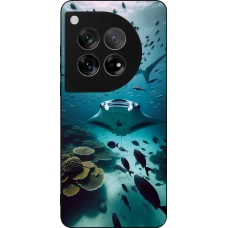 Coque OnePlus 12 - Silicone rigide noir Manta Lagon Nettoyage