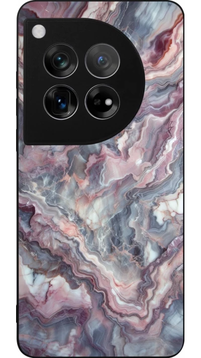 Coque OnePlus 12 - Silicone rigide noir Marbre violette argentée