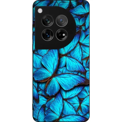 OnePlus 12 Case Hülle - Silikon schwarz Papillon bleu