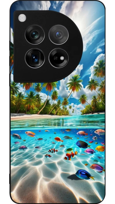 Coque OnePlus 12 - Silicone rigide noir Plage Paradis