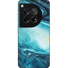 Coque OnePlus 12 - Silicone rigide noir Sea Foam Blue
