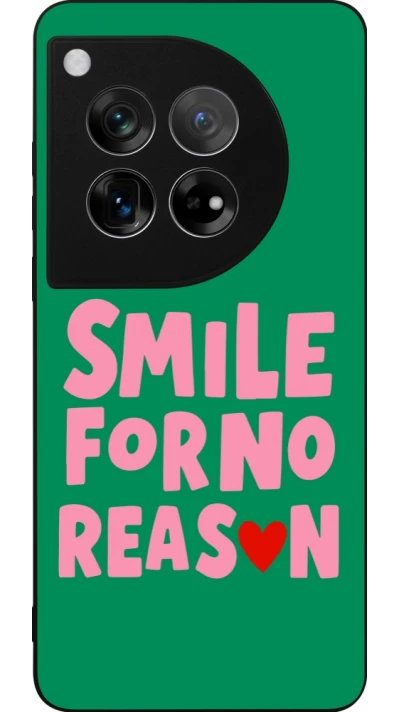 Coque OnePlus 12 - Silicone rigide noir Smile for no reason 2026