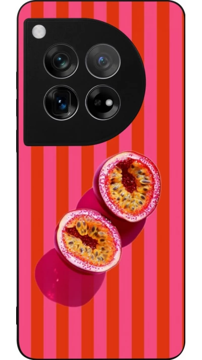 Coque OnePlus 12 - Silicone rigide noir Passion fruit Summer 2026