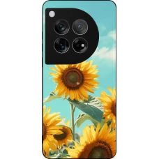 Coque OnePlus 12 - Silicone rigide noir Sunflowers Summer 2026