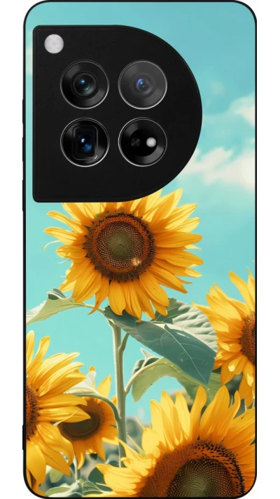 Coque OnePlus 12 - Silicone rigide noir Sunflowers Summer 2026