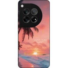 Coque OnePlus 12 - Silicone rigide noir Watch more sunsets Summer 2026