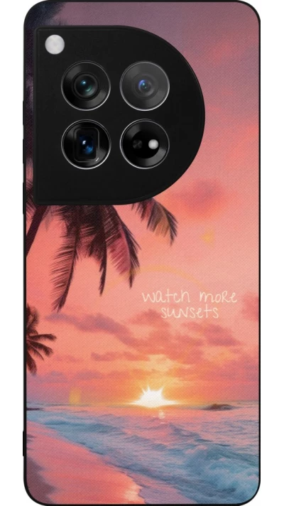 Coque OnePlus 12 - Silicone rigide noir Watch more sunsets Summer 2026