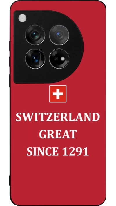 Coque OnePlus 12 - Silicone rigide noir Switzerland Great Since 1291