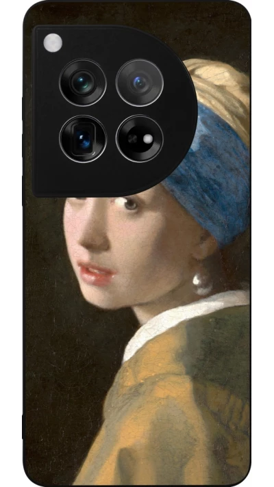 Coque OnePlus 12 - Silicone rigide noir Tableau art - La Jeune fille à la perle - Johannes Vermeer