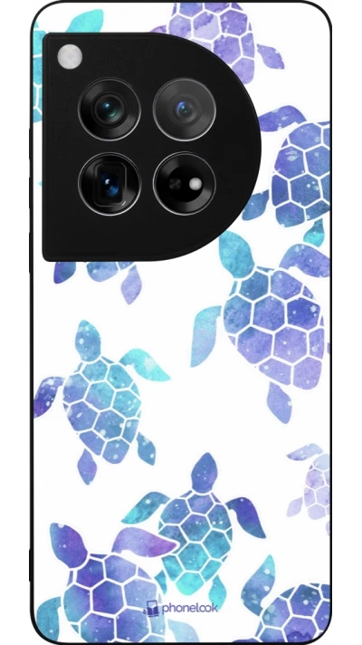 Coque OnePlus 12 - Silicone rigide noir Turtles pattern watercolor