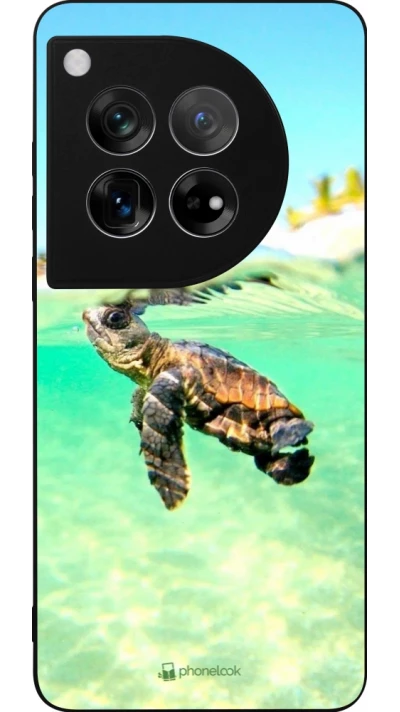 Coque OnePlus 12 - Silicone rigide noir Turtle Underwater
