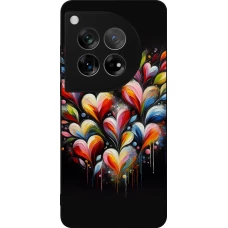 OnePlus 12 Case Hülle - Silikon schwarz Valentin 2024 Schwarzes Herz Abstrakt