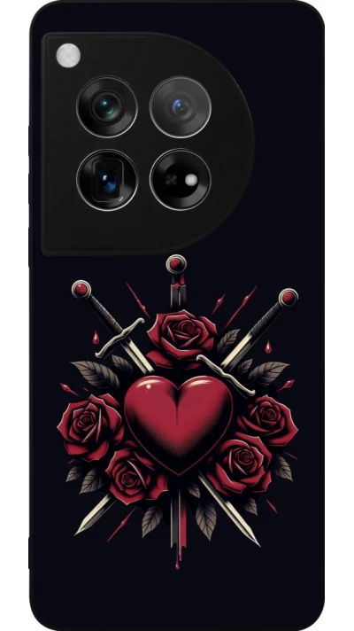 Coque OnePlus 12 - Silicone rigide noir Valentine 2024 gothic love