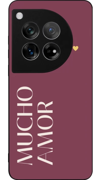 Coque OnePlus 12 - Silicone rigide noir Valentine 2024 mucho amor rosado