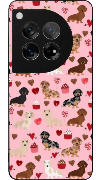 Coque OnePlus 12 - Silicone rigide noir Valentine 2024 puppy love
