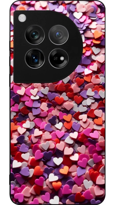 Coque OnePlus 12 - Silicone rigide noir Valentine 2025 Confetti