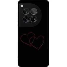Coque OnePlus 12 - Silicone rigide noir Valentine 2023 attached heart