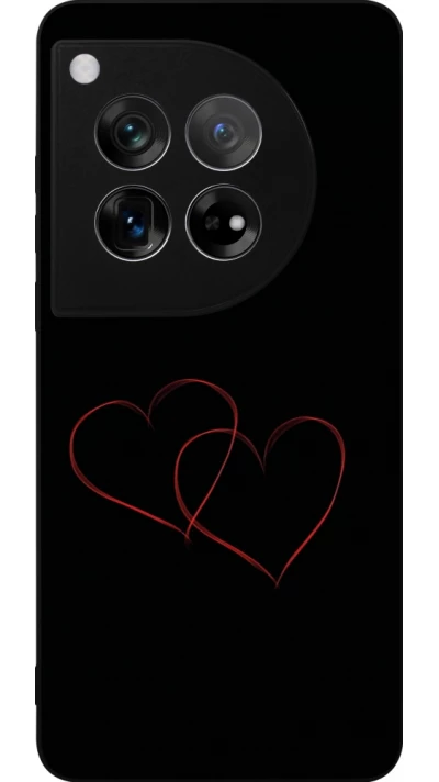 Coque OnePlus 12 - Silicone rigide noir Valentine 2023 attached heart