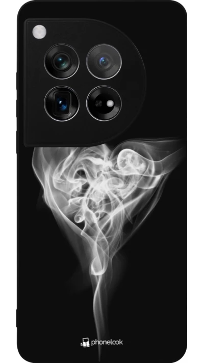 Coque OnePlus 12 - Silicone rigide noir Valentine 2022 Black Smoke