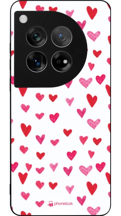 Coque OnePlus 12 - Silicone rigide noir Valentine 2022 Many pink hearts