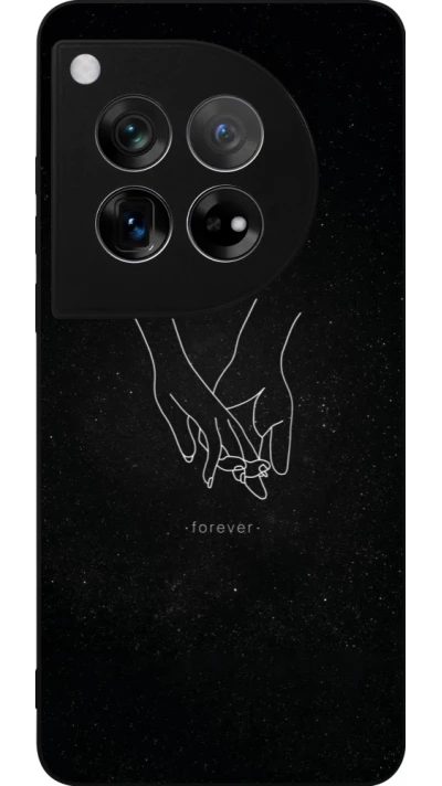 Coque OnePlus 12 - Silicone rigide noir Valentine 2023 hands forever