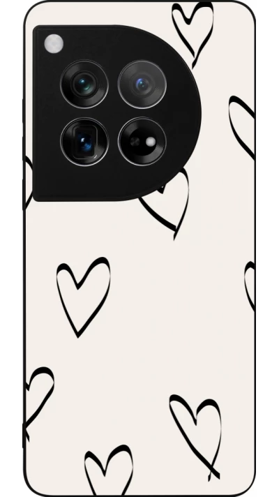 Coque OnePlus 12 - Silicone rigide noir Valentine 2023 minimalist hearts