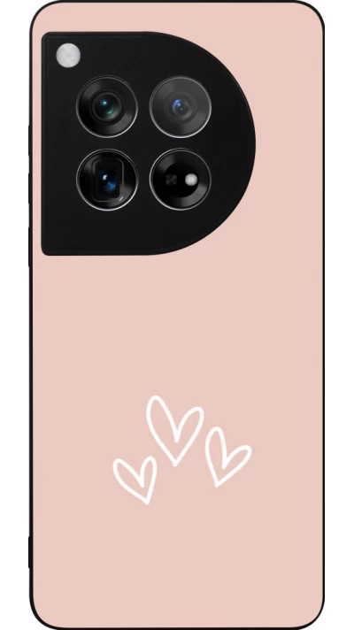 Coque OnePlus 12 - Silicone rigide noir Valentine 2023 three minimalist hearts