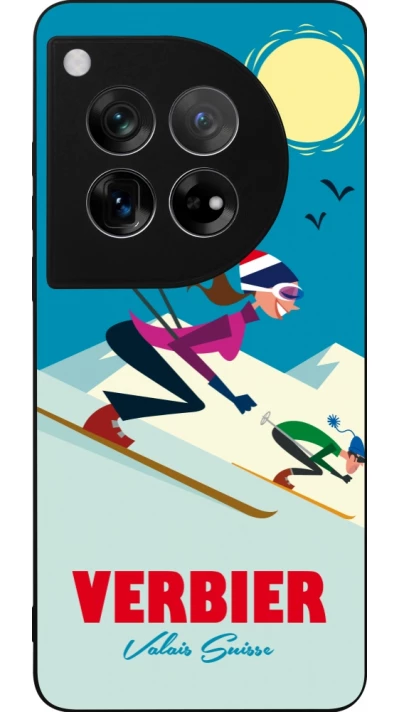 Coque OnePlus 12 - Silicone rigide noir Verbier Ski Downhill