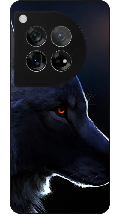 Coque OnePlus 12 - Silicone rigide noir Wolf Shape