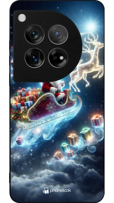 Coque OnePlus 12 - Silicone rigide noir Noël 2023 Père Noël enchanté