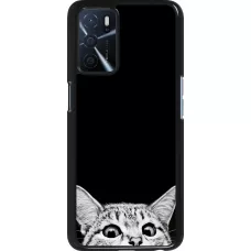 Oppo A16s Case Hülle - Cat Looking Up Black