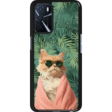 OPPO A16s Case Hülle - Cat Summer Palms