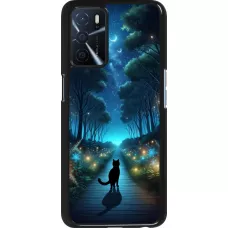 OPPO A16s Case Hülle - Schwarze Katze Spaziergang