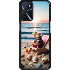 OPPO A16s Case Hülle - Kackhaufen Emoji auf Liegestuhl