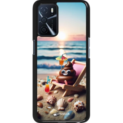 OPPO A16s Case Hülle - Kackhaufen Emoji auf Liegestuhl