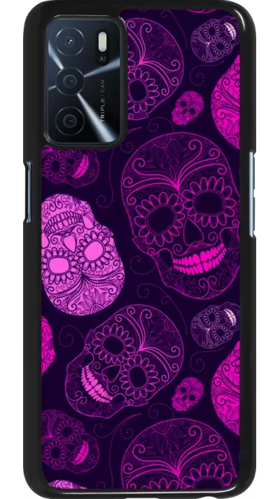 OPPO A16s Case Hülle - Halloween 2023 pink skulls