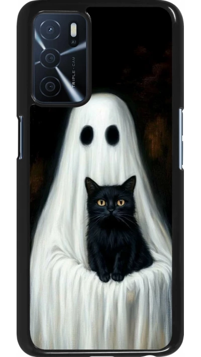 OPPO A16s Case Hülle - Halloween 2025 Ghost with black cat