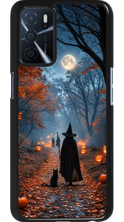 OPPO A16s Case Hülle - Halloween 2026 Witch with a cat