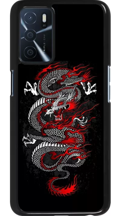 OPPO A16s Case Hülle - Japanese style Dragon Tattoo Red Black