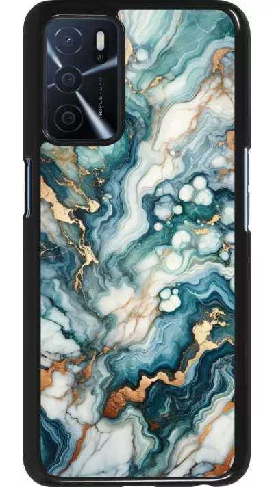 Coque OPPO A16s - Marbre Vert Bleu Doré