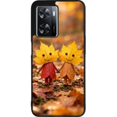 Coque OPPO A57 5G - Silicone rigide noir Autumn 26 Couple of leaves