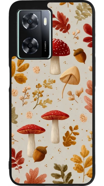 Coque OPPO A57 5G - Silicone rigide noir Autumn 26 Mushrooms and leaves